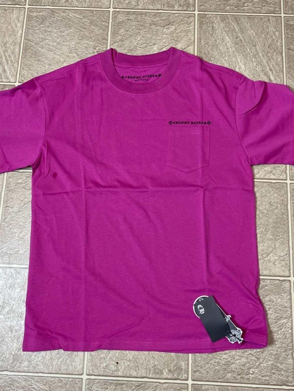 Chrome Hearts Short Sleeve Pocket Tee in Bright Magenta